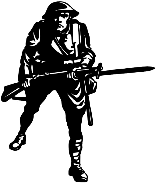 Early soldier in battle dress vinyl sticker. Customize on line. Wars and Terrorism 097-0169